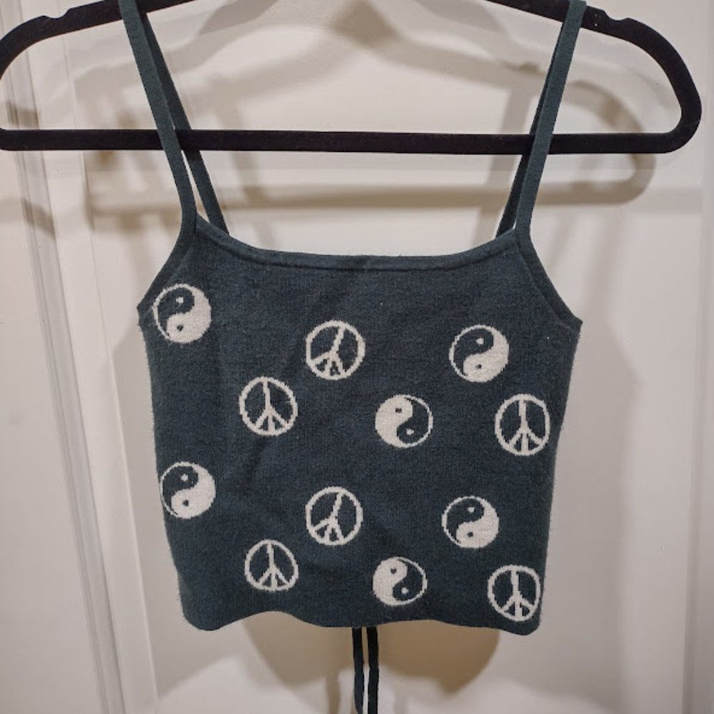 La Hearts Green Peace Sign Tank Top